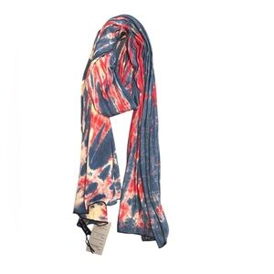Sacred Threads Red and Blue Tie-Dye Scarf NWOT